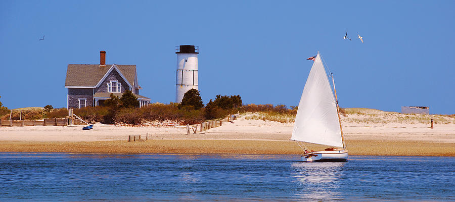 Sailing Around Sandy Neck Lighthouse Photograph by Charles Harden
