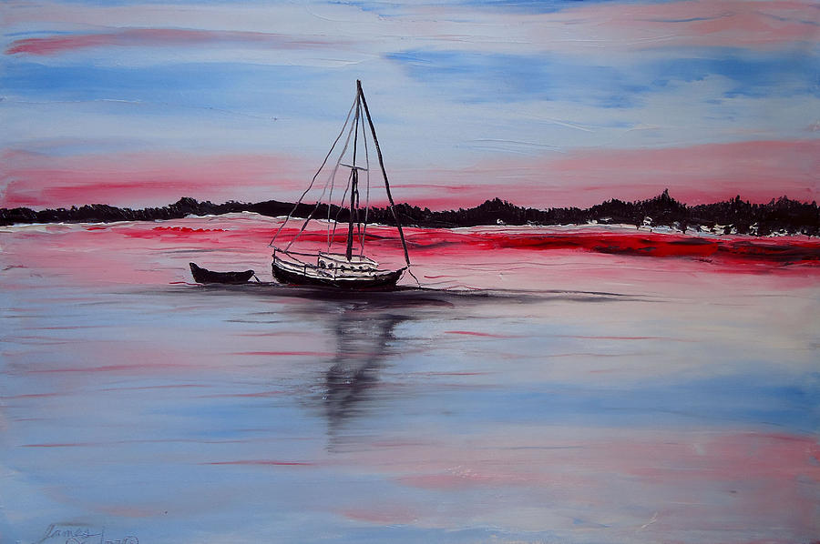 Sailing At Dusk 4 Painting by James Dunbar
