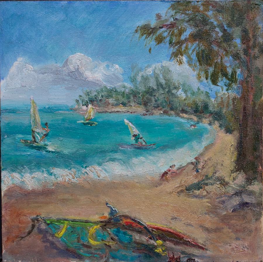 Sailing at Kanaha Painting by Margaret Elliott
