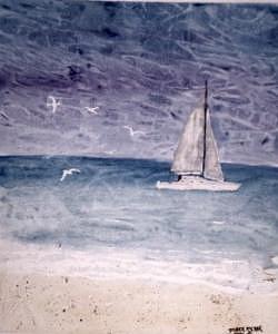 SAILING AT NIGHT nautical painting print Painting by Derek Mccrea SAILING AT NIGHT nautical painting print Painting by Derek Mccrea
