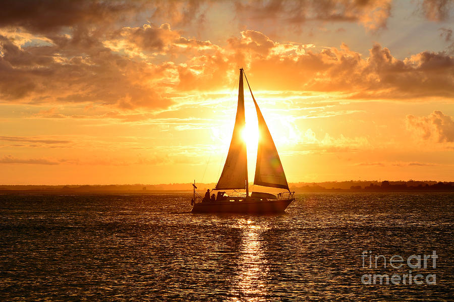 Sailing at Sunset Photograph by Kelly Nowak