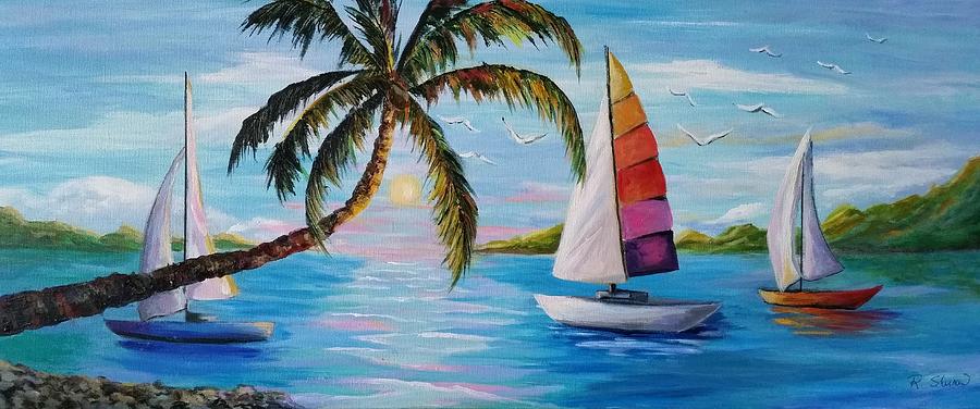 Sailing at Sunset Painting by Rosie Sherman