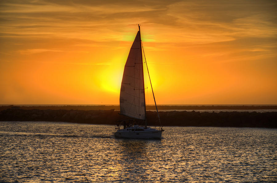 Sailing at Sunset Photograph by Wendell Ward