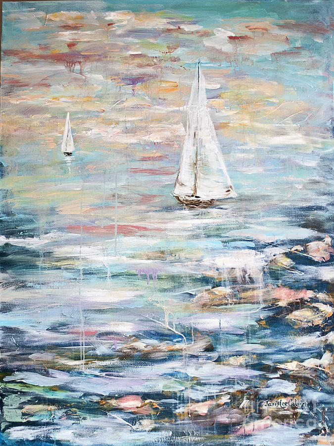 Ocean Painting - Sailing Away 2 by Janis Lee Colon