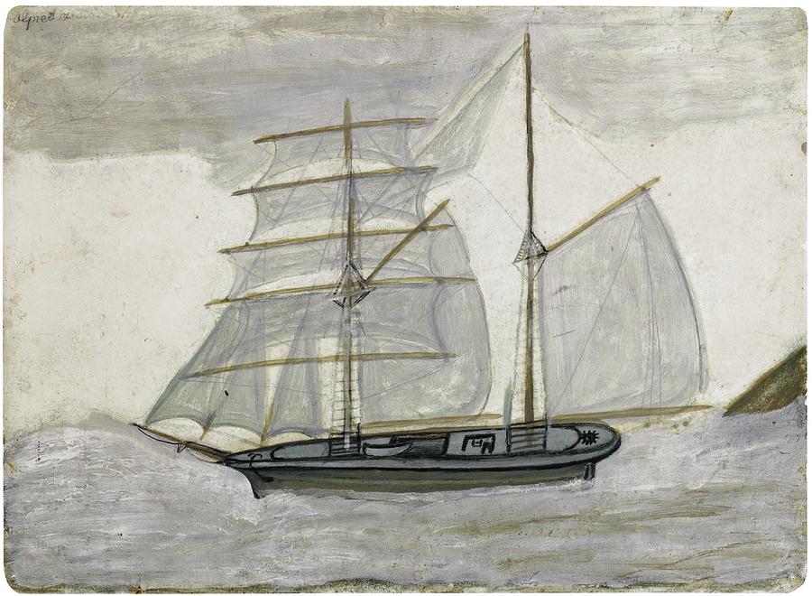 Sailing Boat Painting by Alfred Wallis