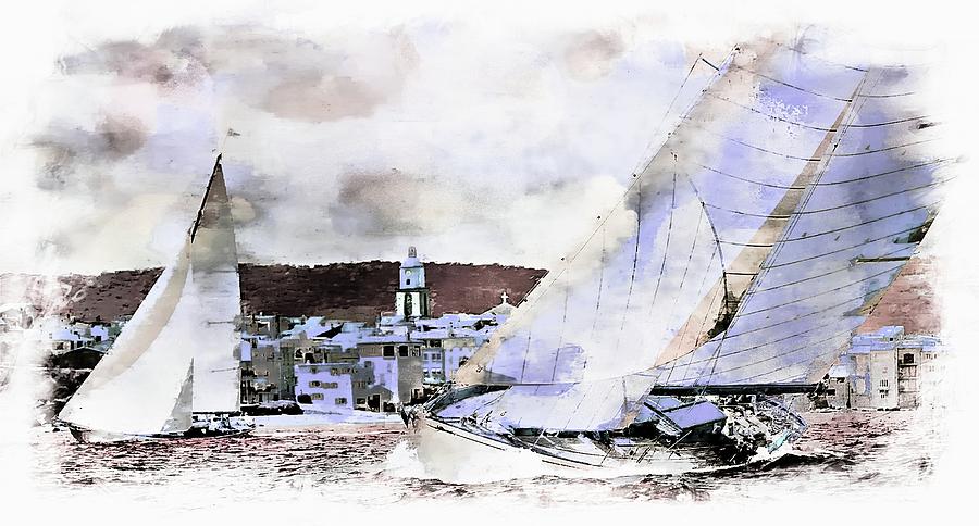 Sailing boats at sea St. Tropez, Avant garde Playing with textures Photograph by Jean Francois Gil