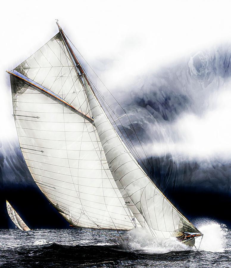 Sailing boats at sea, Van gogh brush style Photograph by Jean Francois Gil