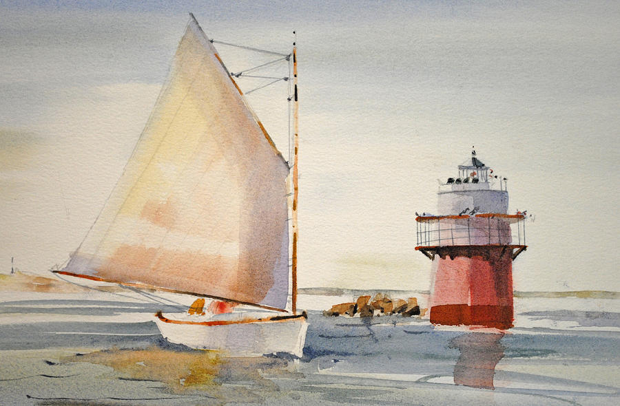 Lighthouse Painting - Sailing by Buglight  by P Anthony Visco