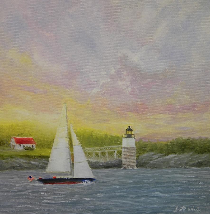 Sailing By Ram Island Painting by Scott W White