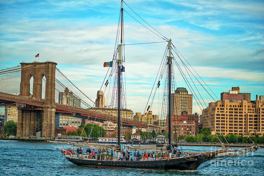 Sailing By The Brooklyn Bridge Photograph