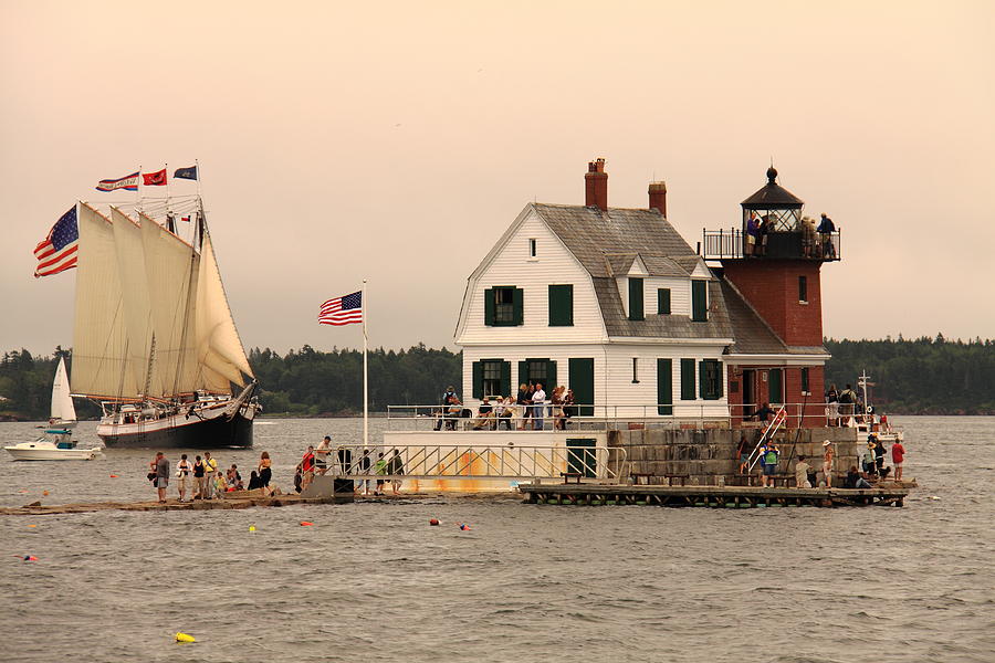 Sailing By The Lighthouse At Rockland Photograph by Doug Mills