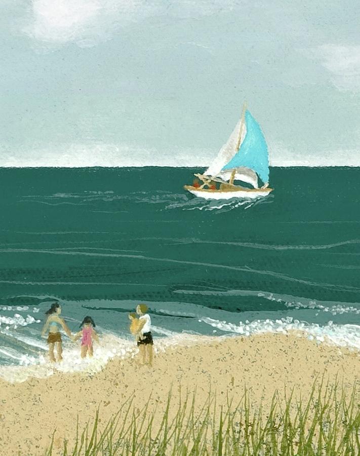 Sailing By the Shore Painting by Katherine Young-Beck
