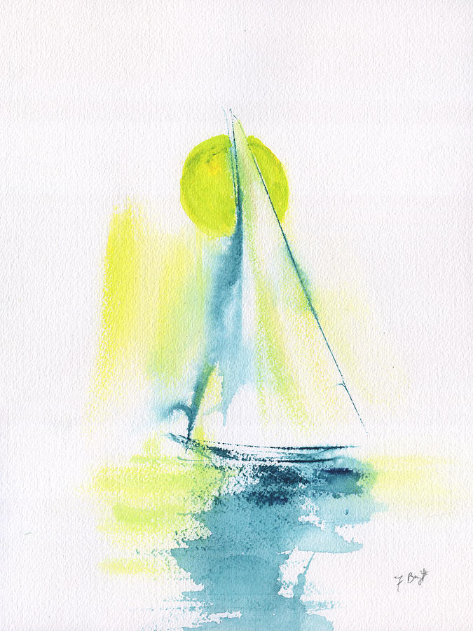 Sailing By The Yellow Moon Painting by Frank Bright