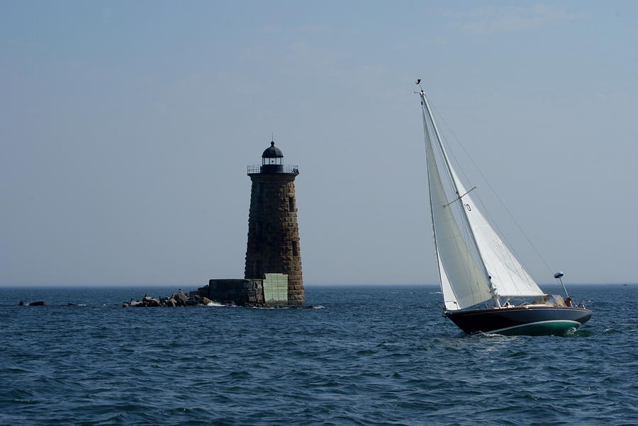 Lighthouse Photograph - Sailing by Whaleback by Lois Lepisto