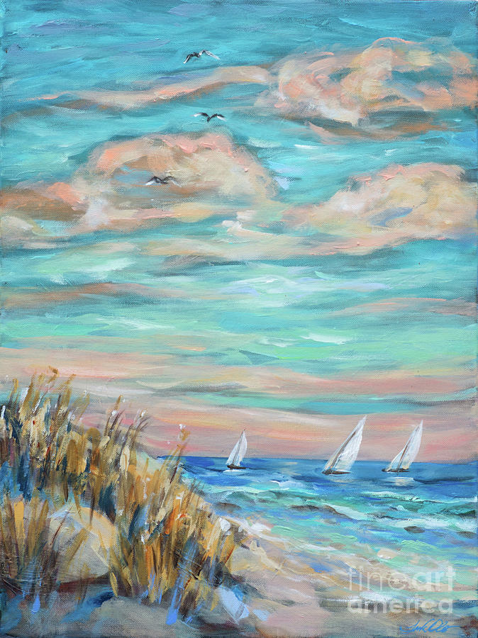 Sailing Close to Shore Painting by Linda Olsen