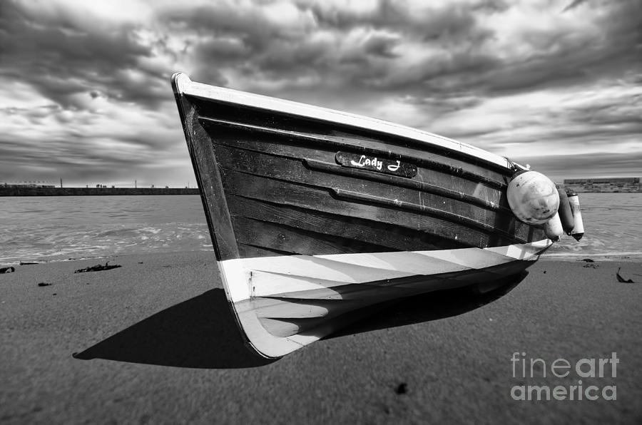 Sailing coble Lady J mono Photograph by Steev Stamford