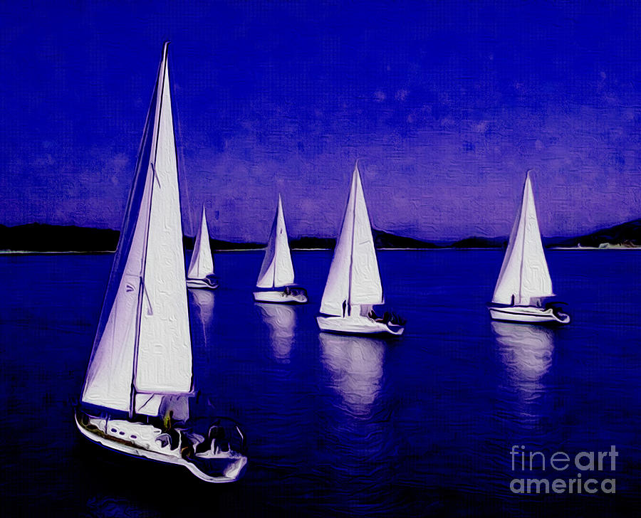 Sailing Deep Blue Painting by Gull G
