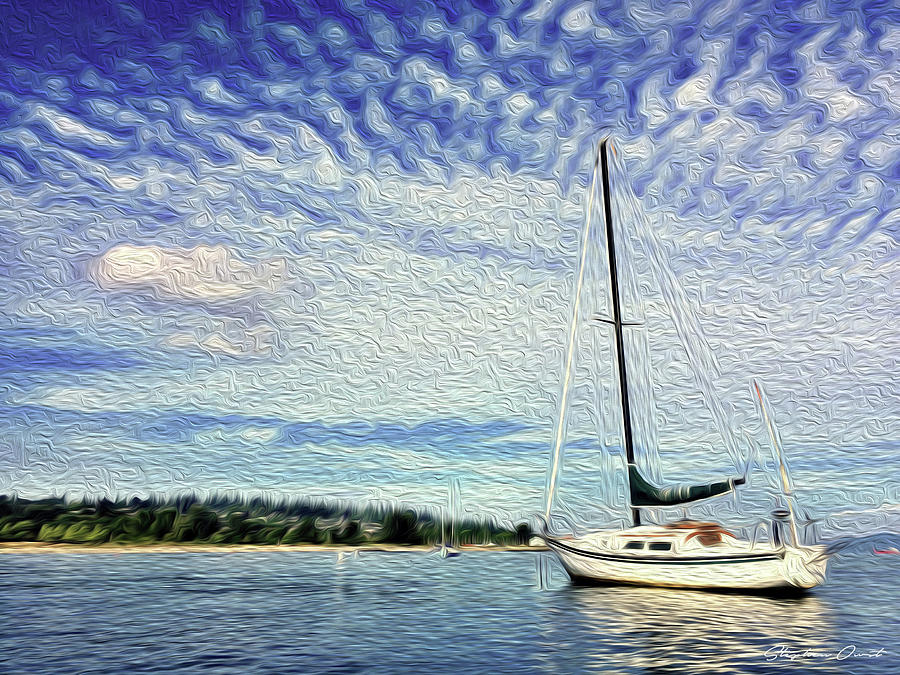 Sailing - Digital Oil Digital Art by Birdly Canada