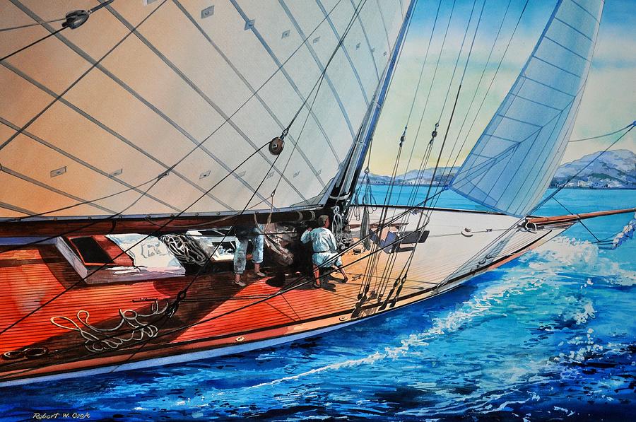 Sailing Fast Painting by Robert W Cook