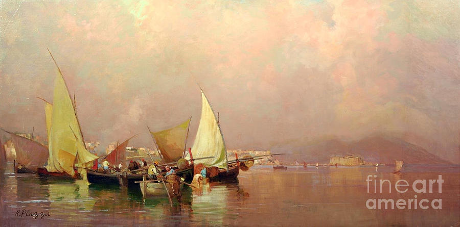 Sailing fishermen boats in Naples by Rosario Piazza Sailing fishermen boats in Naples by Rosario Piazza