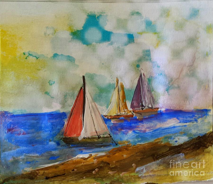 Sailing for Three Painting by Sherry Harradence