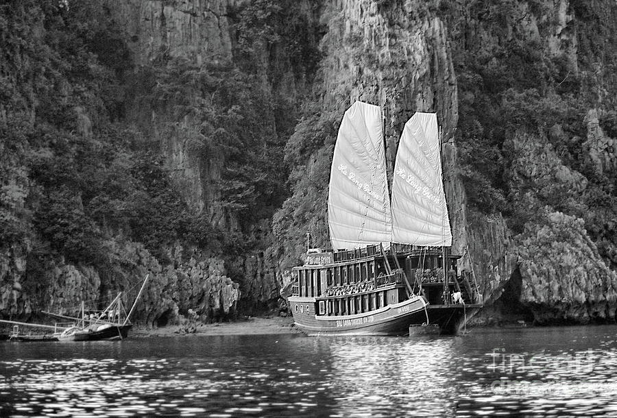 Sailing Gulf of Tonkin  Vietnam Black White  Photograph by Chuck Kuhn