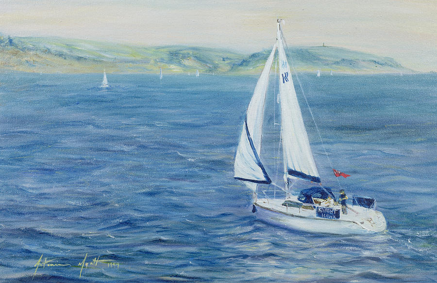 Boat Painting - Sailing Home by Antonia Myatt
