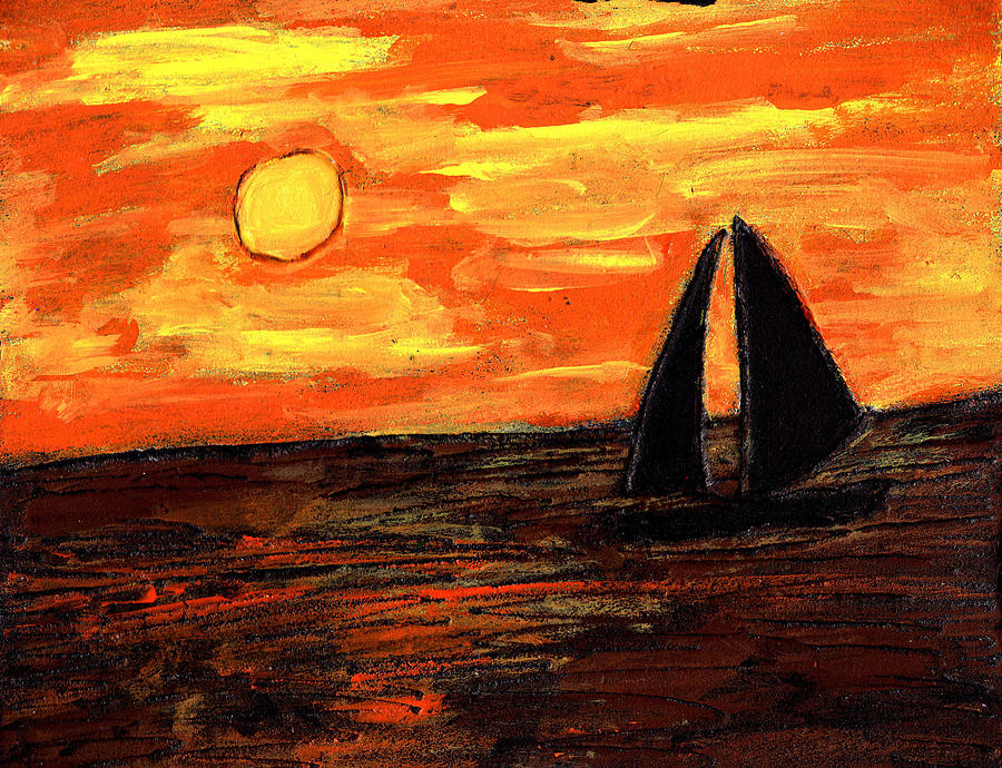 Sailing Home at Sunset Painting by Wayne Potrafka