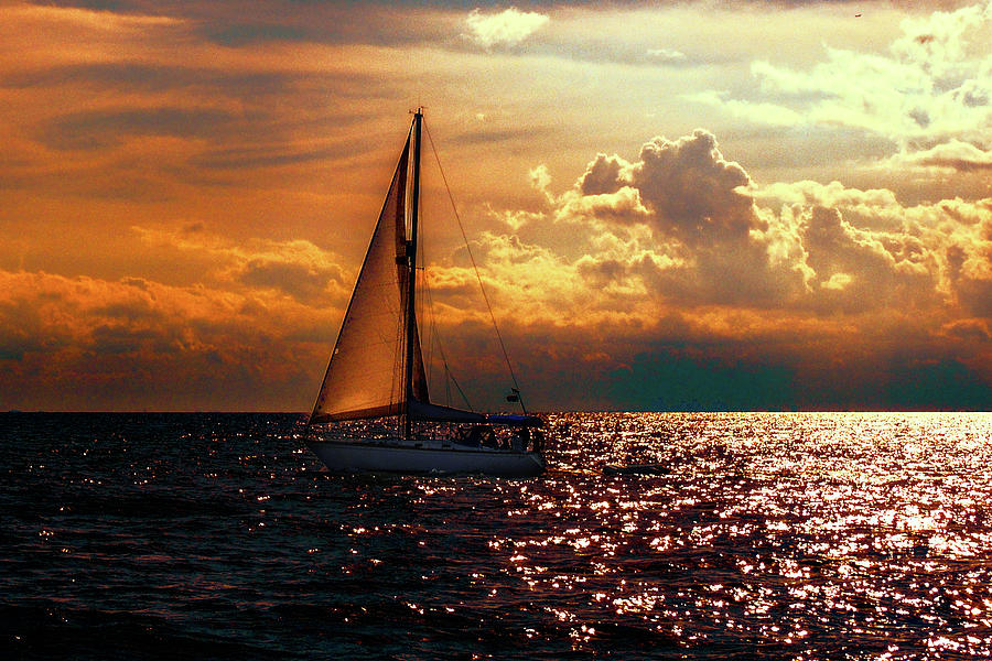 Sunset Photograph - Sailing Home by Mim White
