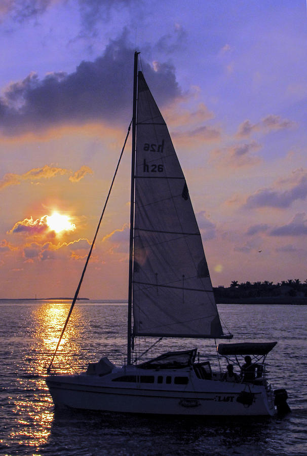 Sailing Home Sunset in Key West Photograph by Bob Slitzan