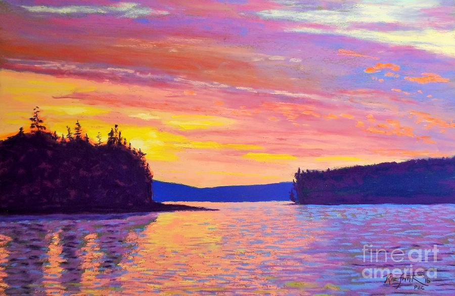 Sailing Home sunset Pastel by Rae  Smith