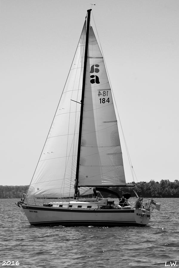 Sailing Horizontal Black And White Photograph by Lisa Wooten