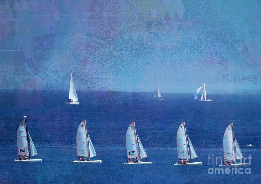 Sailing in Antibes Digital Art by Diana Rajala
