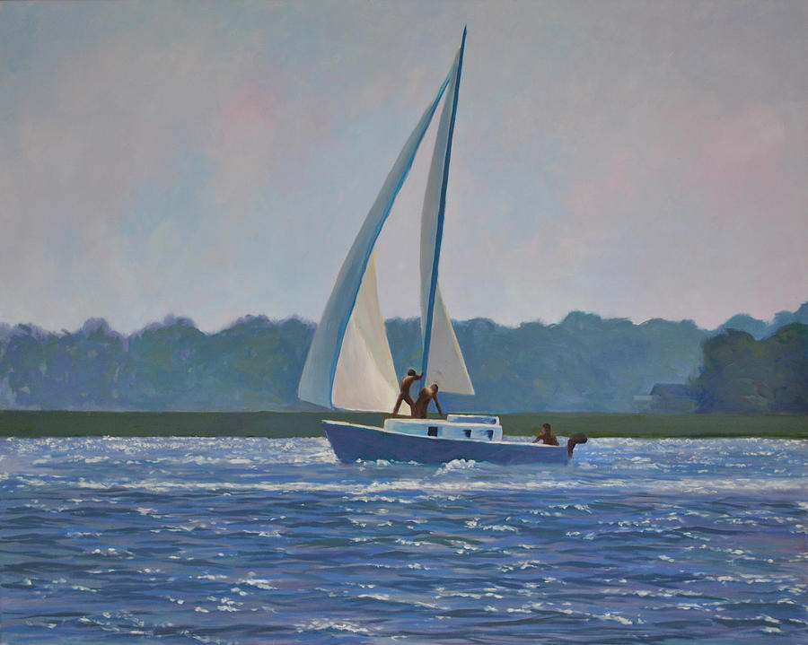 Sailboat Painting - Sailing in Charleston Harbor by Darla Brock