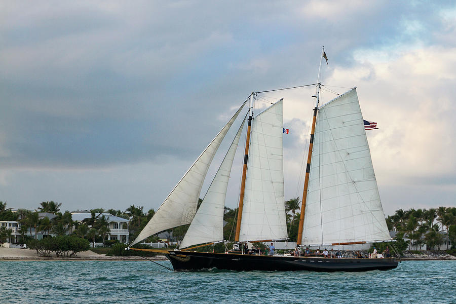 Sailing in Key West at Dusk Photograph by Bob Slitzan