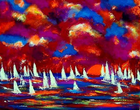 Sailing In Spain Painting by Ted Hebbler