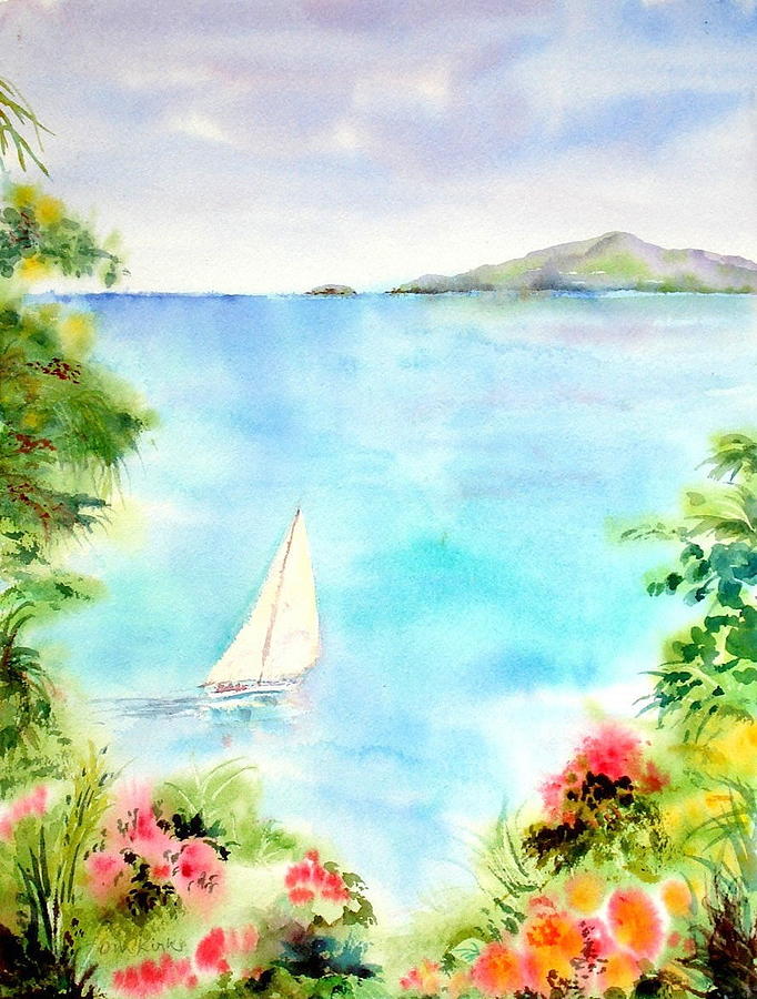Sailing in the Caribbean Painting by Diane Kirk