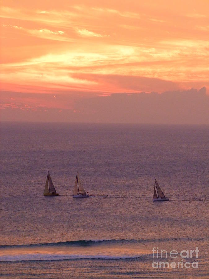 Sailing in the Golden Glow Photograph by Mary Deal