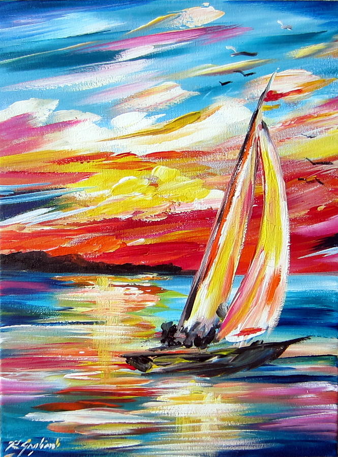 Sailing In The Indian Ocean Summer  Painting by Roberto Gagliardi