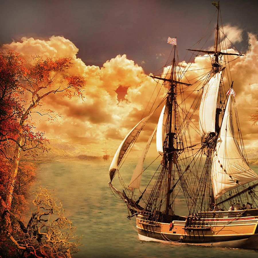 Sailing into history Digital Art by Jeff Burgess