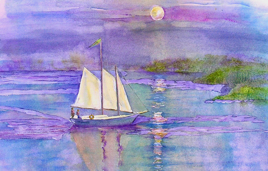 Sailing Into Moonlight Painting by Elise Ritter