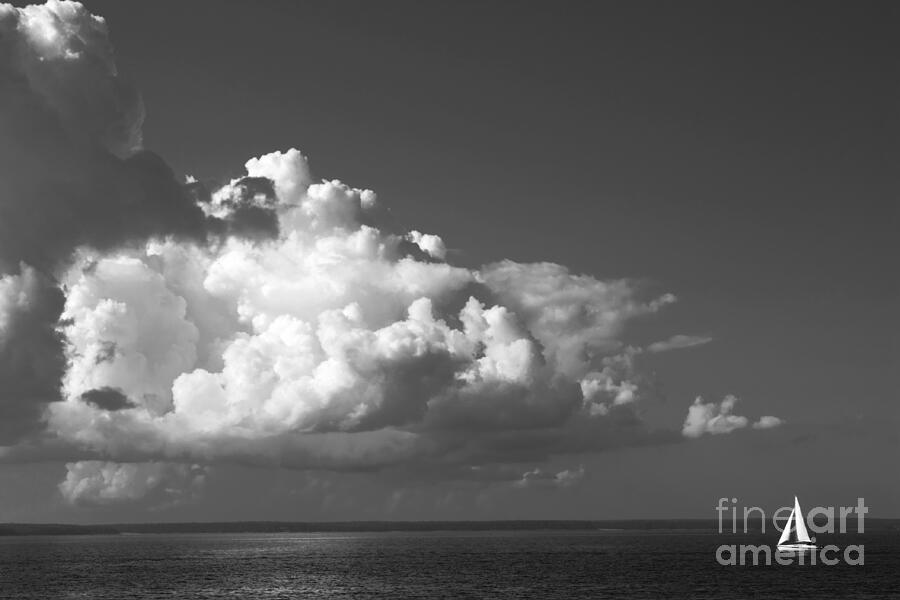 Black And White Photograph - Sailing into Storm by Charline Xia