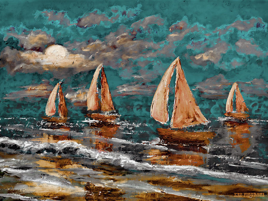 Sailing Into The Blue Moon Mixed Media by Ken Figurski