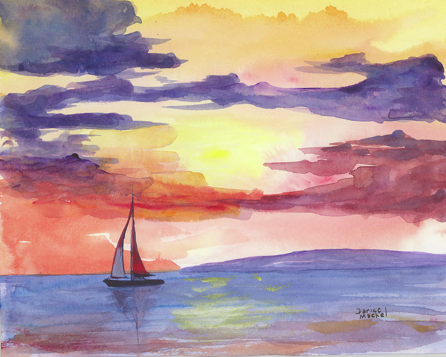 Sunset Painting - Sailing Into the Sunset by Darice Machel McGuire