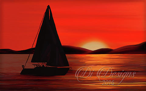Sailing Into The Sunset Painting by DiDesigns Graphics