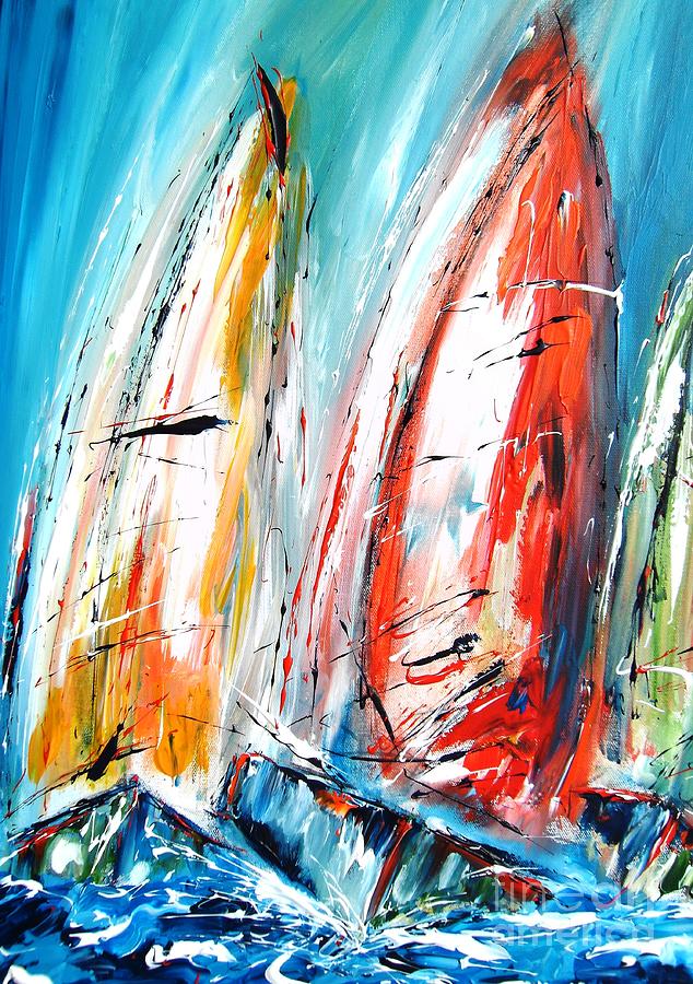 Sailing West Paintings #1 Painting by Mary Cahalan Lee - aka PIXI
