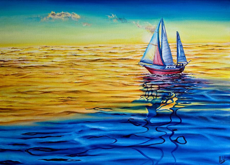 Sailing over a Yellow Sea Painting by Michelangelo Rossi