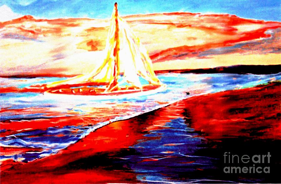 Sailing Monterey Painting by Stanley Morganstein