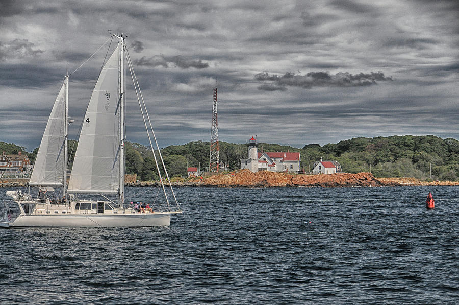 Boat Photograph - Sailing off Eastern Point by Mike Martin