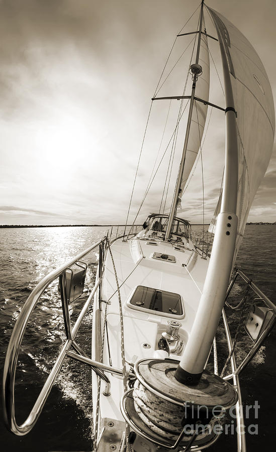 Sailing Photograph - Sailing on a Beneteau 49 Sailboat by Dustin K Ryan